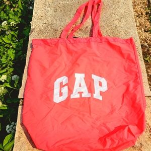 Gap logo tote bright orange hot pink summer beachy tote